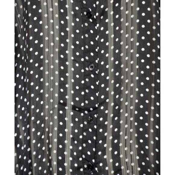 Lane Bryant Black Polka Dot Button Front Sheer Blouse Plus Size 22W 24W Tunic - Picture 3 of 11